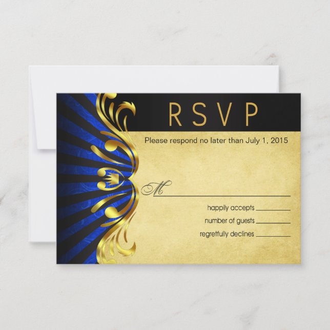 RSVP de Art Nouveau Vegas | azul dorado (Anverso)
