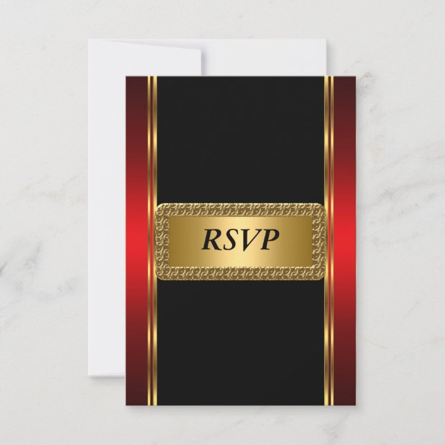 RSVP de arte negro rojo dorado (Anverso)
