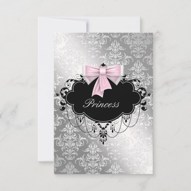 RSVP de Baby Shower de Princesa Bebé Niña Rosa Pla (Anverso)