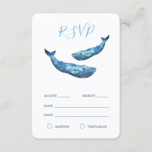 RSVP de ballena azul acuarela
