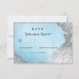 RSVP de bata de diamante de plata azul