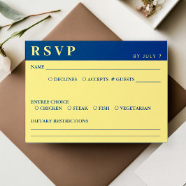 RSVP de boda azul y amarilla