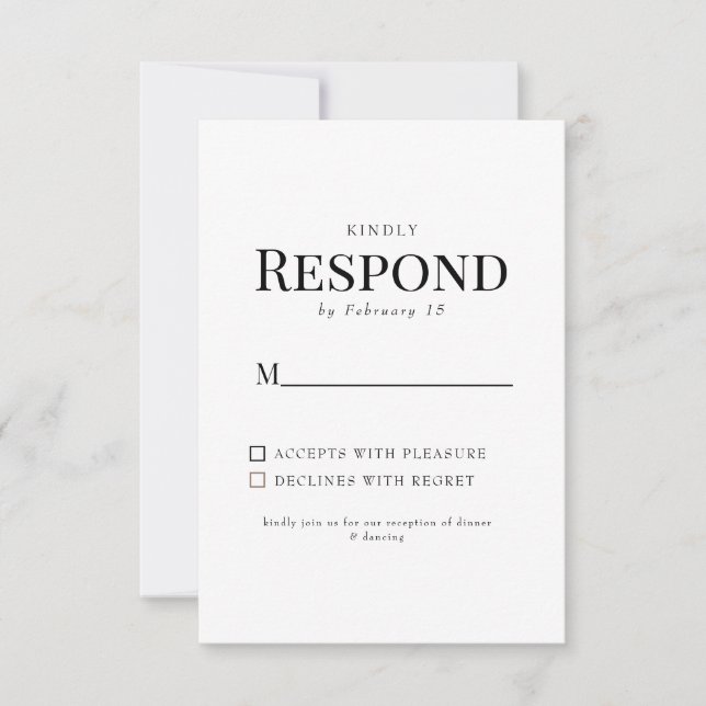 RSVP de boda blanca y negra (Anverso)
