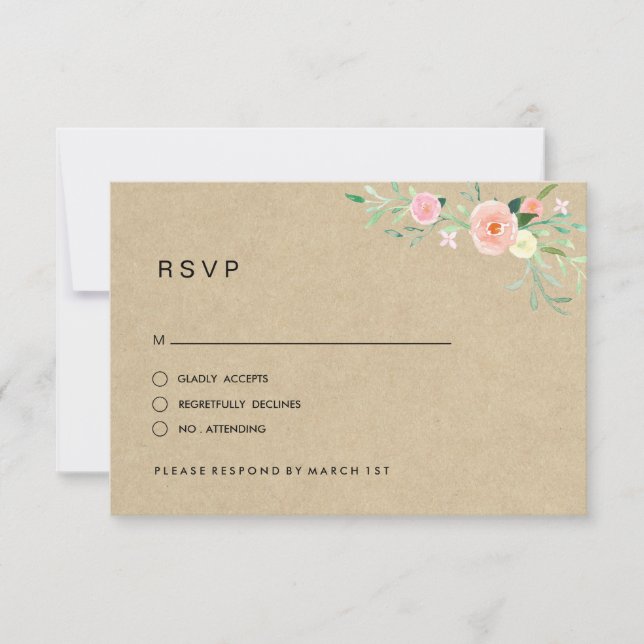 RSVP de Boda Boho Floral Rústica (Anverso)