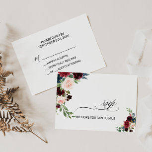 Rsvp de Boda Borgoña Deslumbrante Rústica Otoño