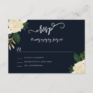 RSVP de boda botánica naval moderna