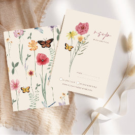 RSVP de boda caprichosa con flores silvestres amar