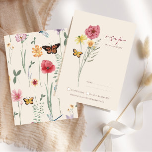 RSVP de boda caprichosa con flores silvestres amar