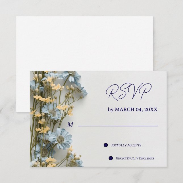 RSVP de boda clásico elegante floral (Anverso / Reverso)