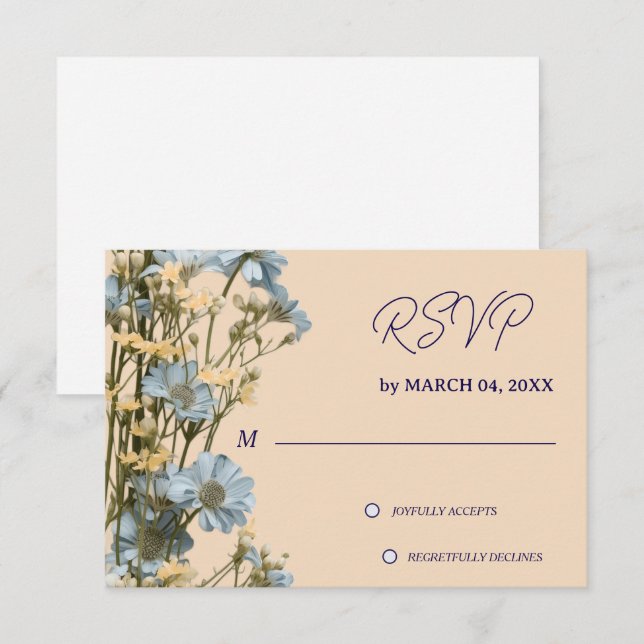 RSVP de boda clásico elegante floral (Anverso / Reverso)