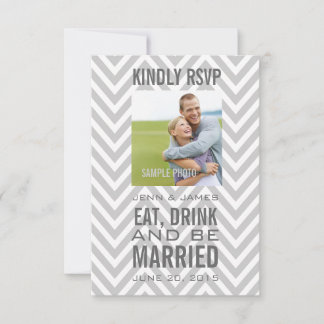 RSVP de boda Come Come Casarse Chevron Gris