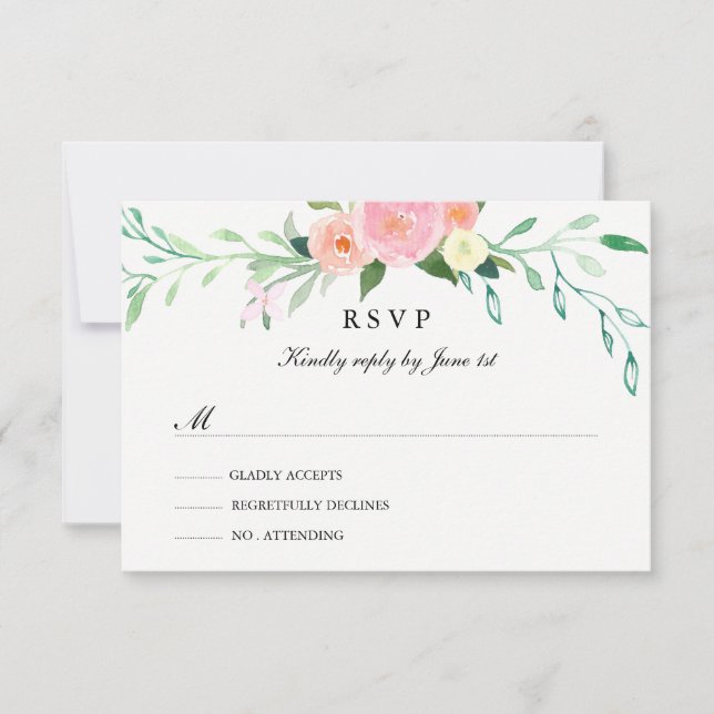 RSVP de boda con acuarela de flores silvestres (Anverso)