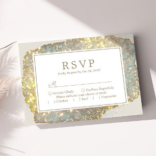 RSVP de boda con brillo holográfico iridiscente mo