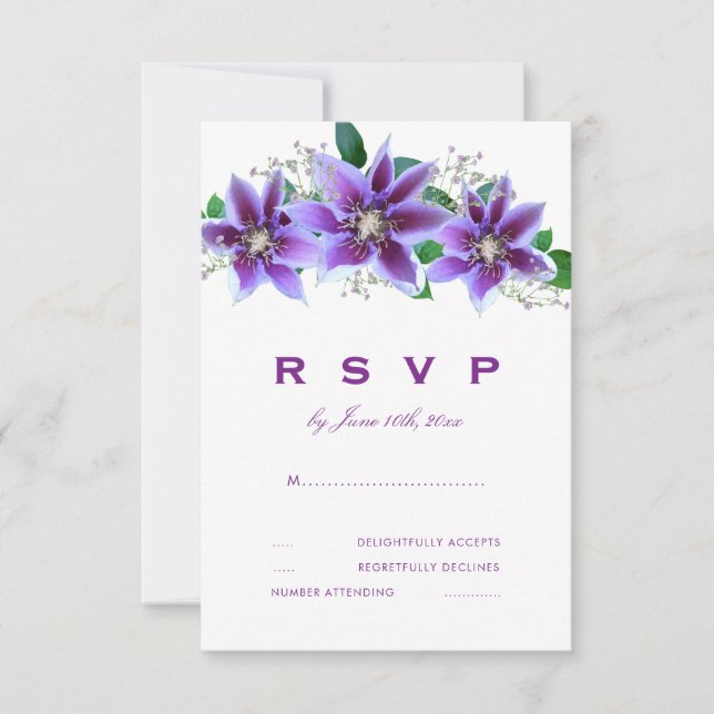 RSVP de boda con Clematis Chic Clásico (Anverso)