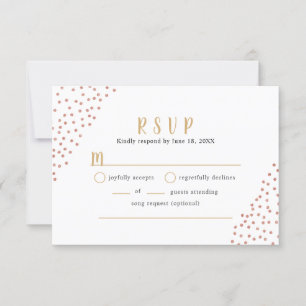 RSVP de boda con confeti de falso oro rosa