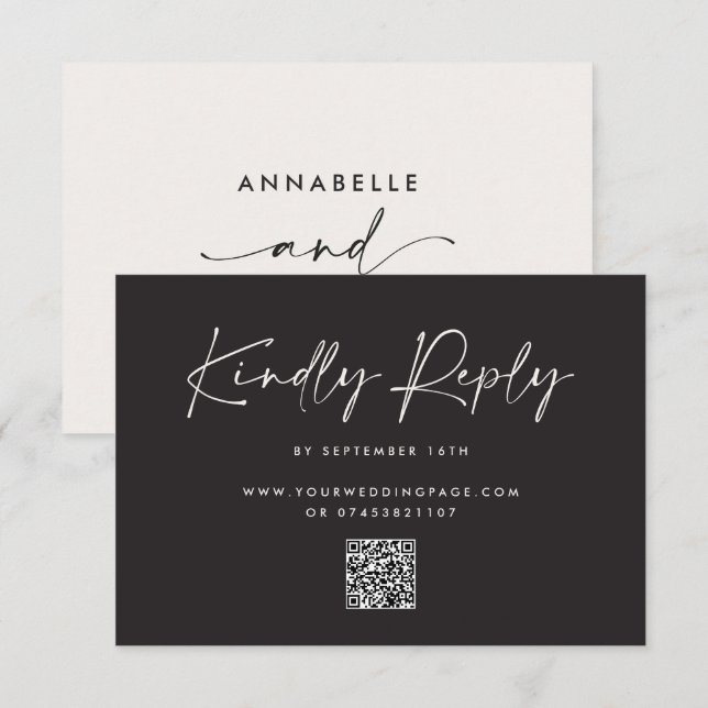 RSVP de Boda con Script Minimal Moderno y Stripe (Anverso / Reverso)