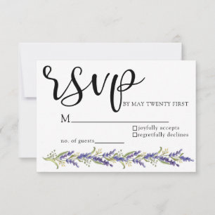 RSVP de boda de acuarela púrpura árbol de glicina