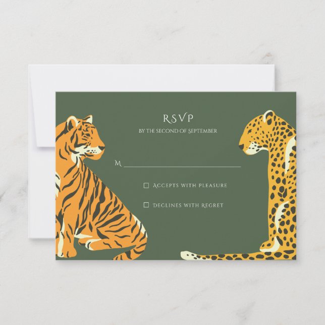 RSVP de boda de animales de la jungla de Safari (Anverso)