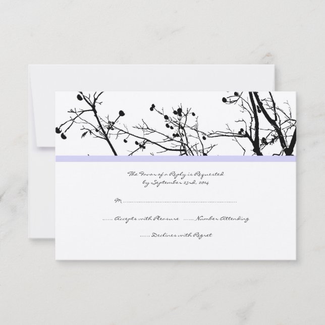 RSVP de boda de árbol de invierno negro y blanco (Anverso)