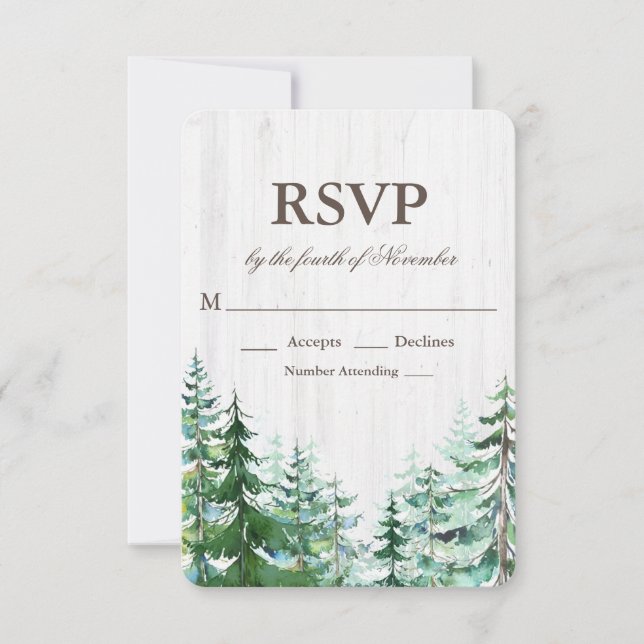RSVP de boda de árbol de la fibra rústica (Anverso)