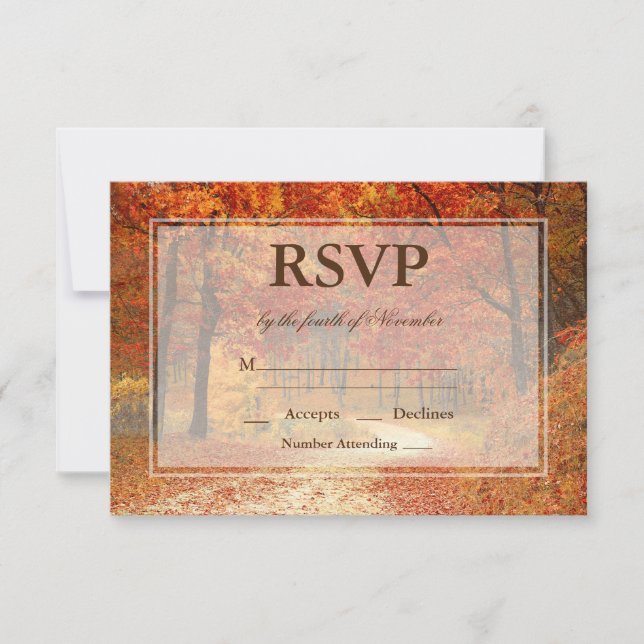 RSVP de boda de árbol de otoño rústico (Anverso)