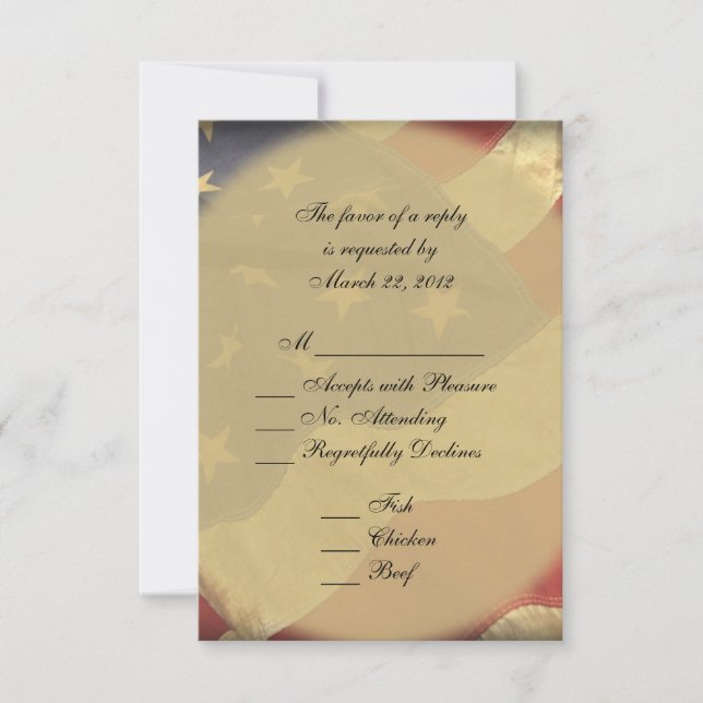 RSVP de boda de Bandera Americana (Anverso)
