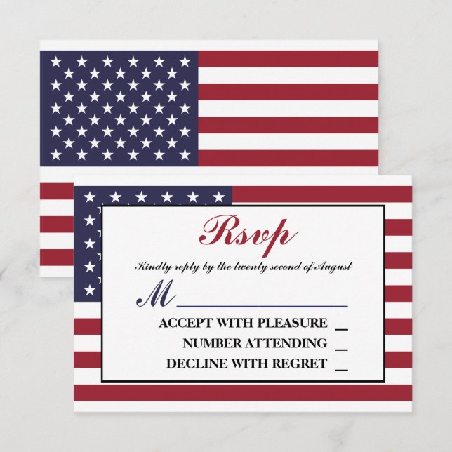 RSVP de boda de Bandera Americana (Anverso / Reverso)