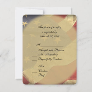RSVP de boda de bandera estadounidense con opcione
