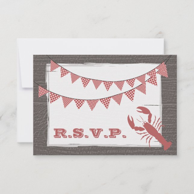 RSVP de boda de bogavante rústico (Anverso)