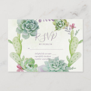 RSVP de boda de cactus suculentos de acuarela del
