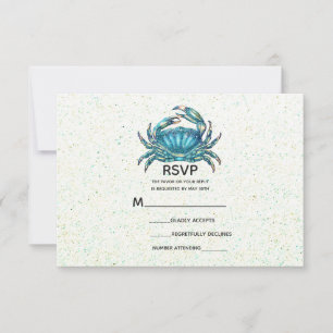 RSVP de boda de cangrejo azul de playa moderna est