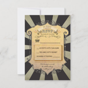 RSVP de boda de carnaval - rayas negras