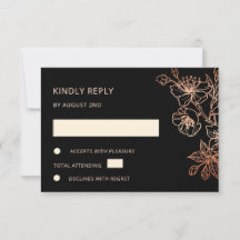 RSVP de boda de cobre y negro