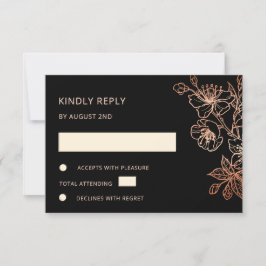 RSVP de boda de cobre y negro