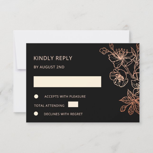 RSVP de boda de cobre y negro (Anverso)