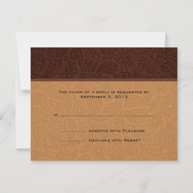 RSVP de boda de cuero impreso (Anverso)