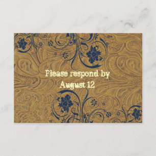 RSVP de boda de cuero y encaje con sobres