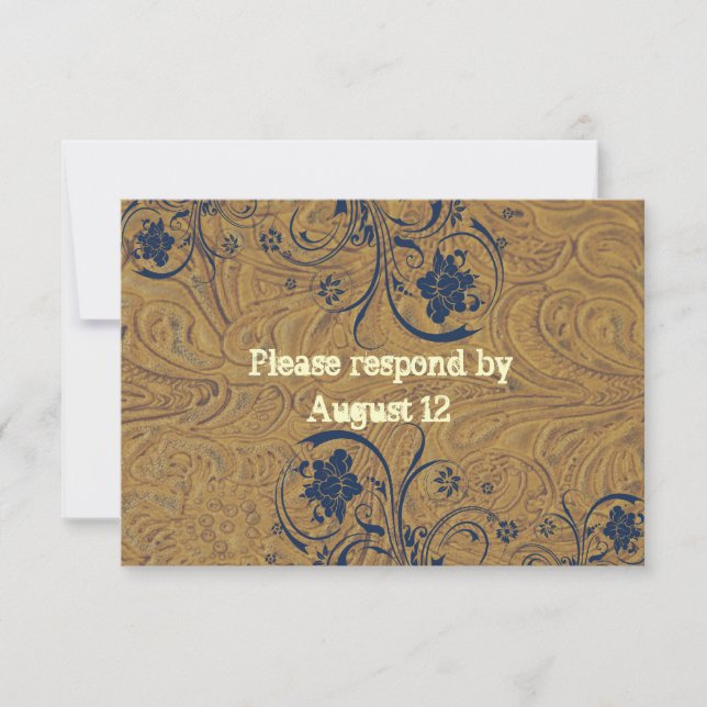 RSVP de boda de cuero y encaje con sobres (Anverso)