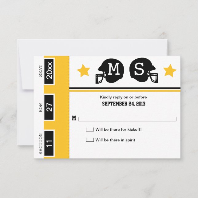 RSVP de Boda de Entradas de Fútbol (Anverso)