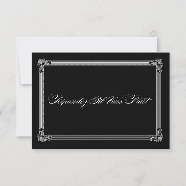 RSVP de boda de estilo Poster blanco y negro (Anverso)