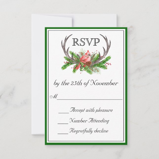 RSVP de boda de filo verde para hombres de negocio (Anverso)
