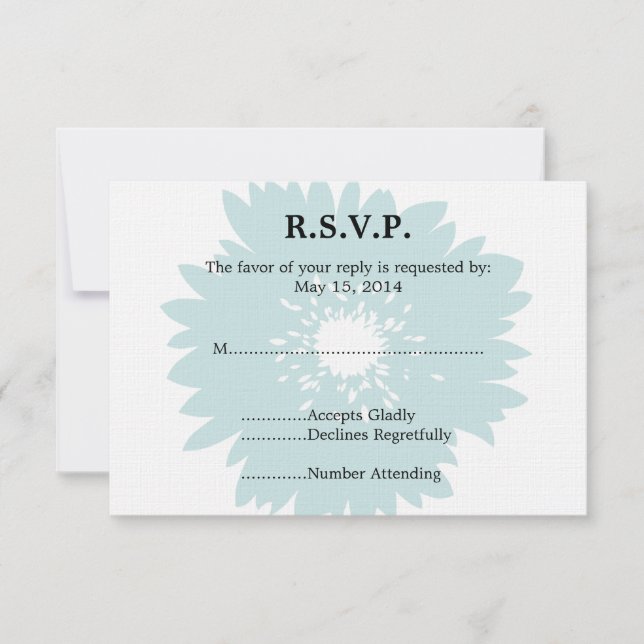 RSVP de boda de flor azul (Anverso)
