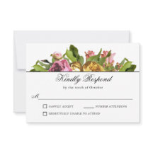 RSVP de Boda de Floral Rosa