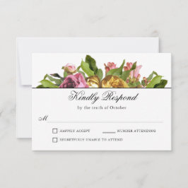 RSVP de Boda de Floral Rosa