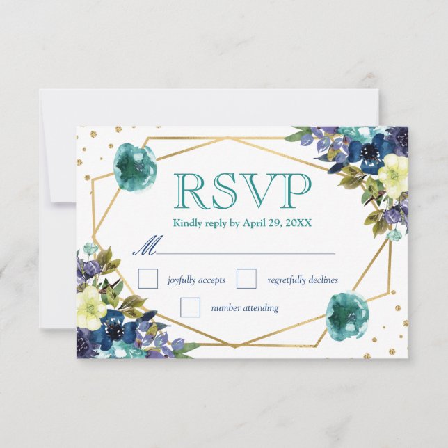RSVP de boda de flores de invierno con acuarela bo (Anverso)