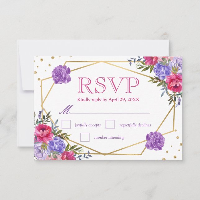 RSVP de boda de flores de verano con acuarela boho (Anverso)