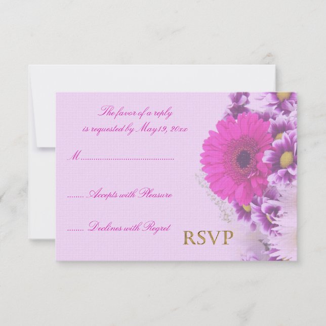 RSVP de boda de flores púrpuras (Anverso)