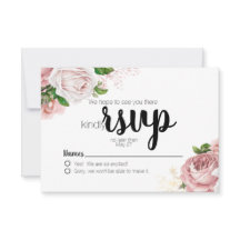 RSVP de boda de flores rosadas vintage azul marino