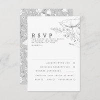 RSVP de boda de flores silvestres dibujadas a mano