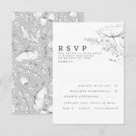 RSVP de boda de flores silvestres dibujadas a mano